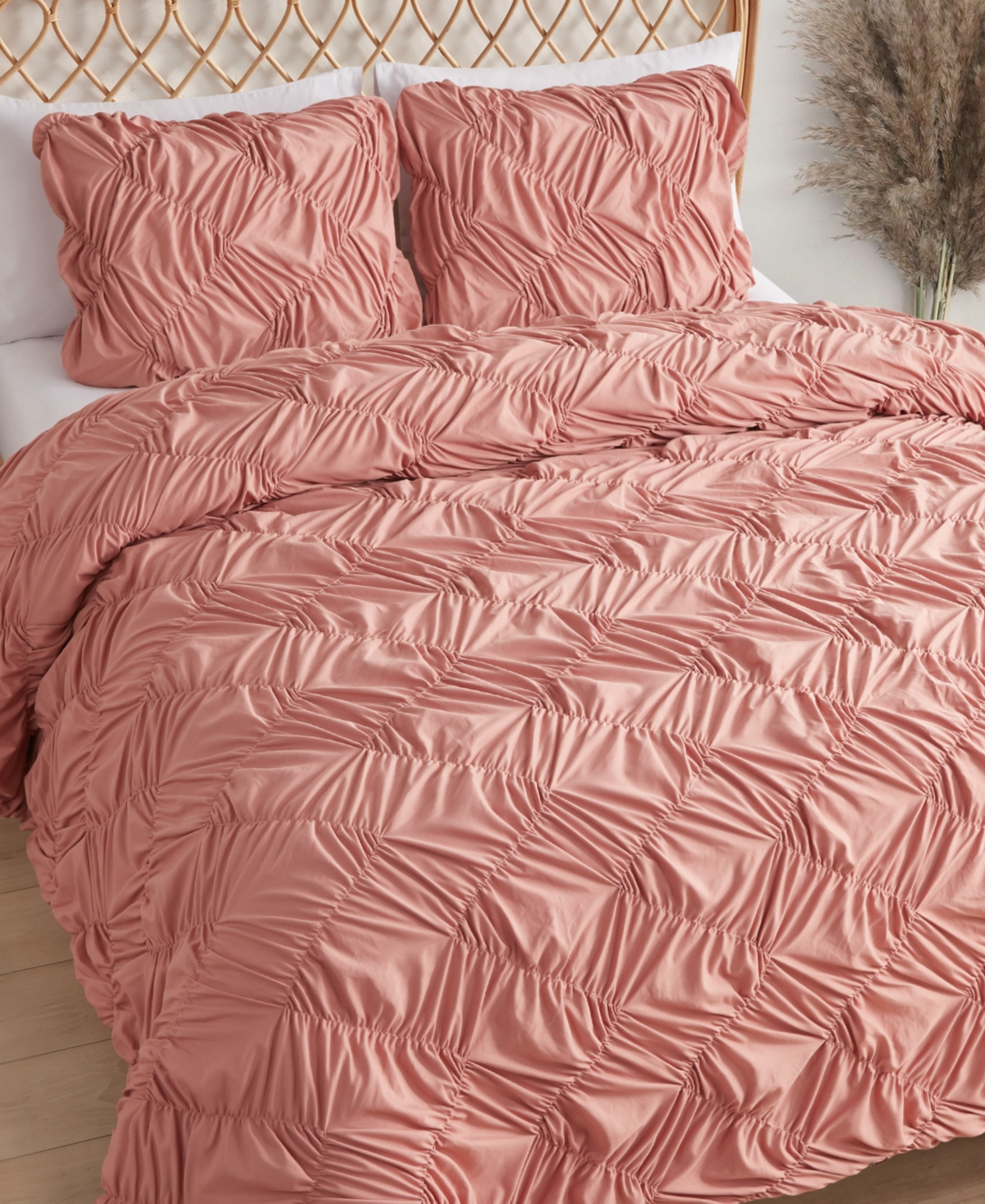 Jessica Simpson Emmy Textured Ruched 3-pc. Comforter Set, Full/queen In Pink