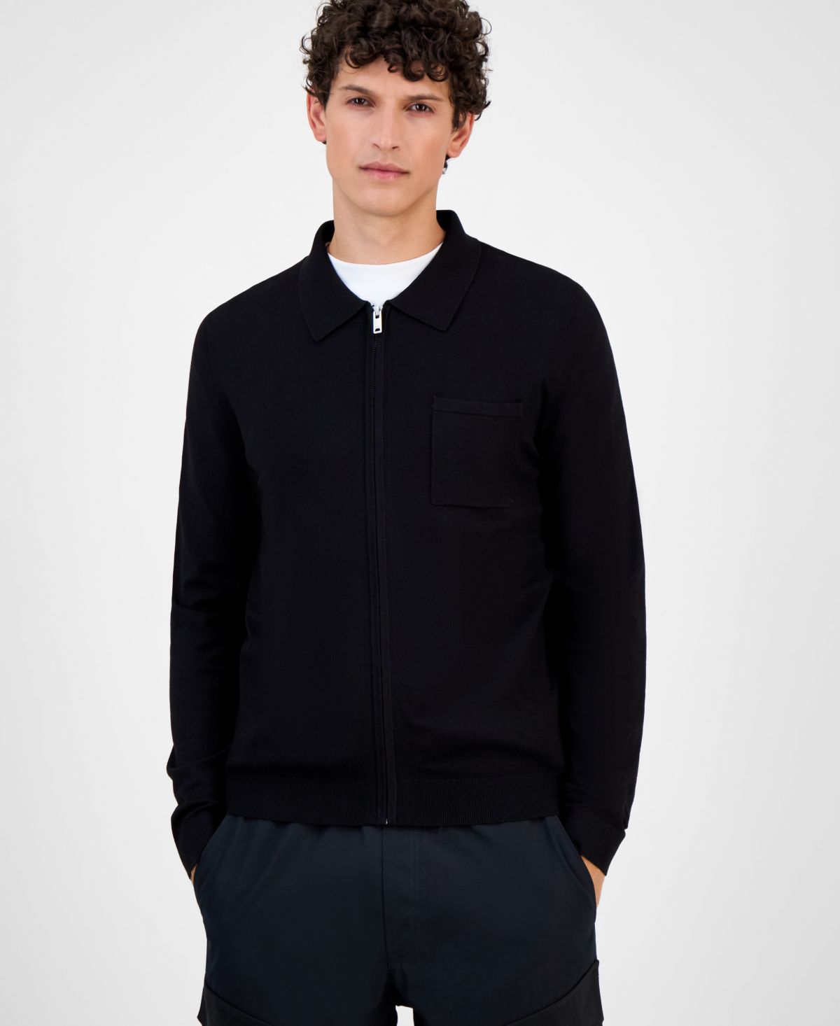 Мужской кардиган San Jean с воротником-стойкой на молнии Hugo Boss
