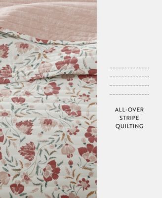 French Jacobean Reversible 3-Pc. Quilt Set, Full/Queen