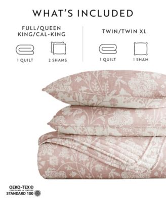 Textured Floral Reversible 2-Pc. Quilt Set, Twin/Twin XL