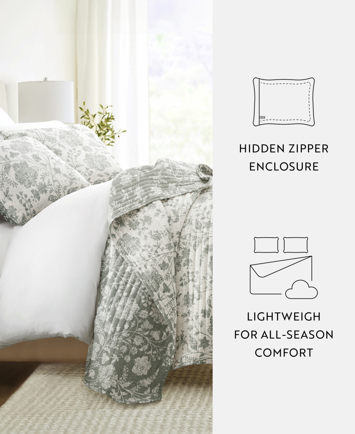 ienjoy Home Textured Floral Reversible 2-Pc. Quilt Set, Twin/Twin Xl