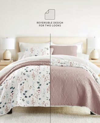 Poppy Bloom Reversible 3-Pc. Quilt Set, Full/Queen