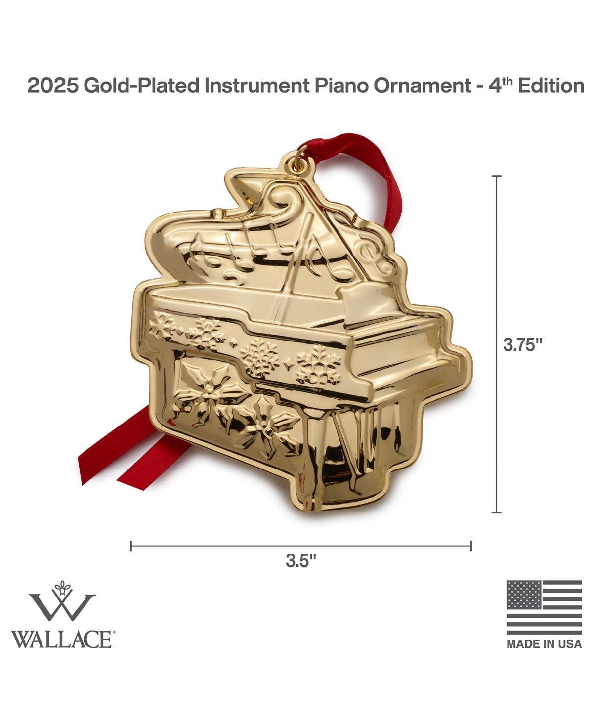 Wallace 2025 Gold-plated Piano Ornament, 4th Edition In Gold
