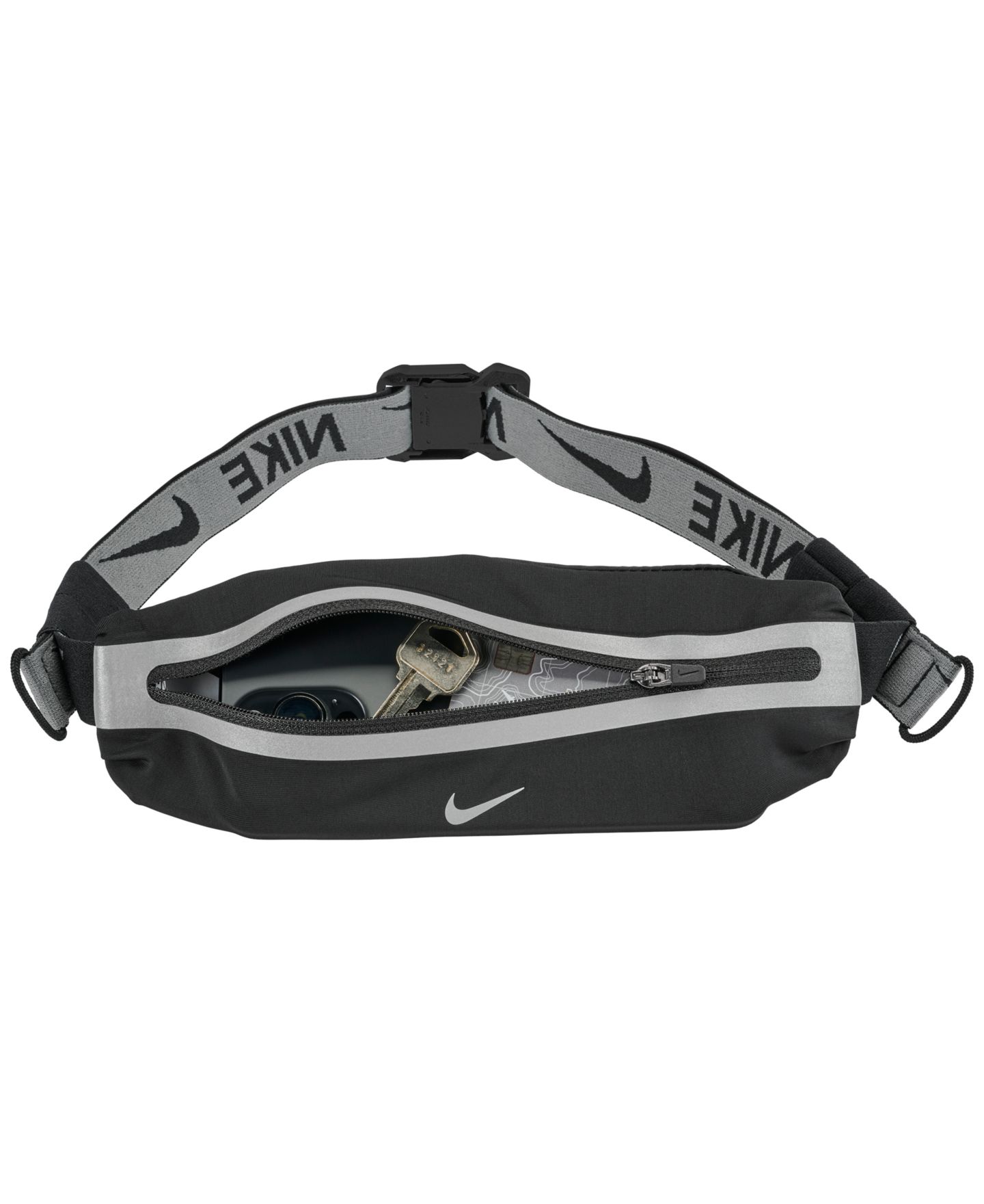 Мужская сумка Nike Slim 4.0 Waistpack, цвет: Чёрный / Серебряный — фото 2