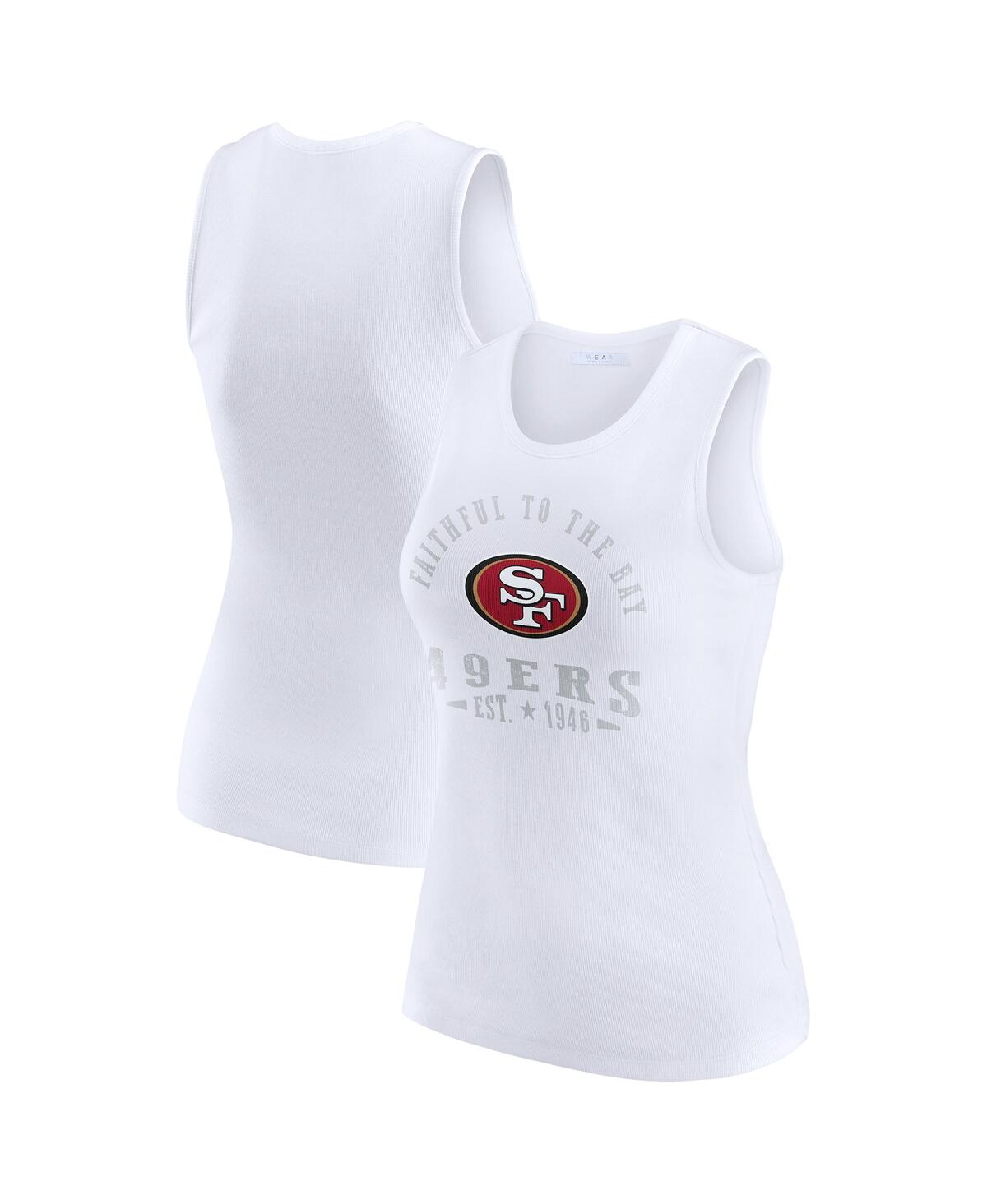 Wear By Erin Andrews White San Francisco 49ers Ribbed Graphic Tank Top In White