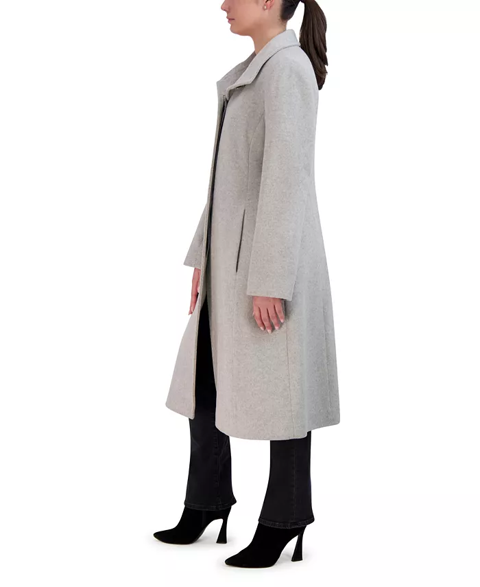 Womens Stand-Collar Single-Breasted Wool Blend Coat - thumbnail 2