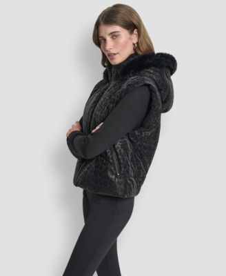 Women's Cheetah Print Tech Puffer Vest Jacket