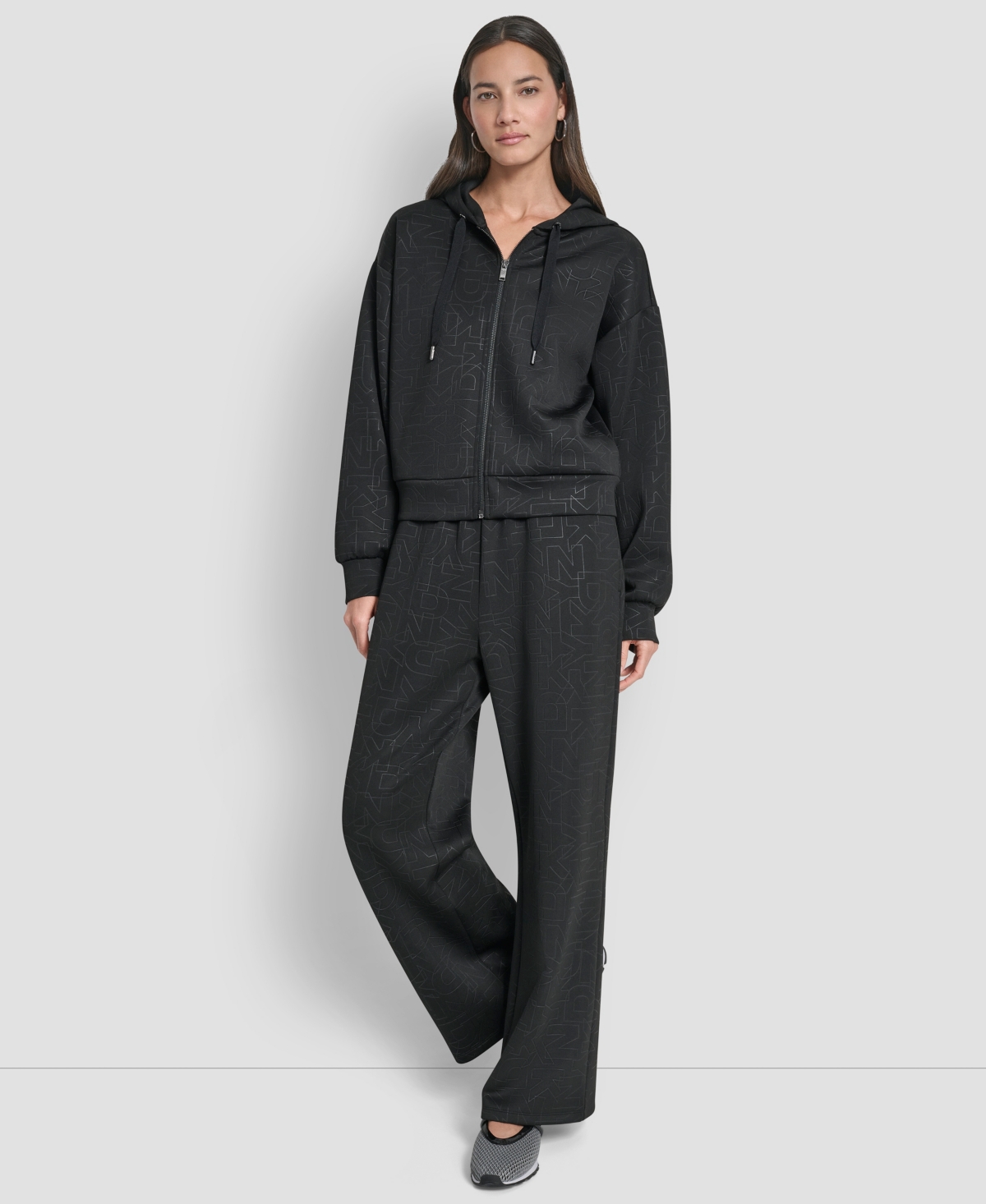 Dkny Women's Long-sleeve Scuba Zip-up Hoodie In Black