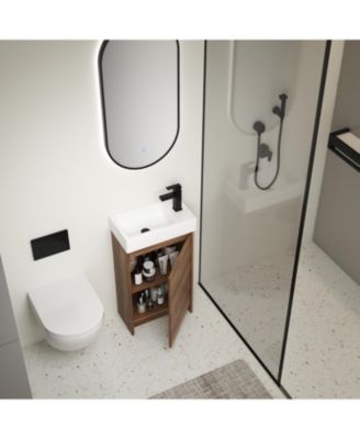 18 Inch Freestanding Vanity with Sink and Soft-Close Doors for Small Bathrooms