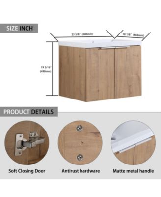24 Inch Floating Bathroom Vanity with Sink and Soft-Close Doors for Small Spaces