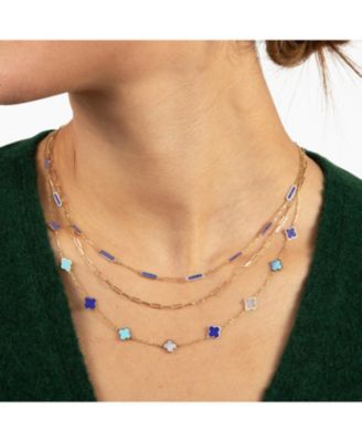 Amethyst Bar Chain Necklace 14K Gold