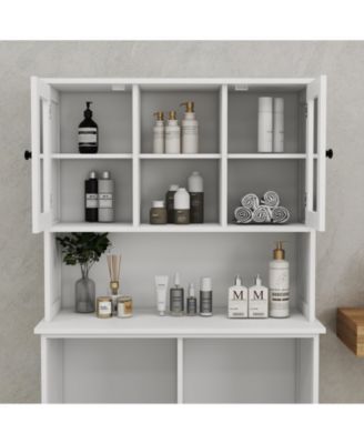 Tall Tilt-Out Laundry Cabinet with 2 Compartments and Adjustable Shelves