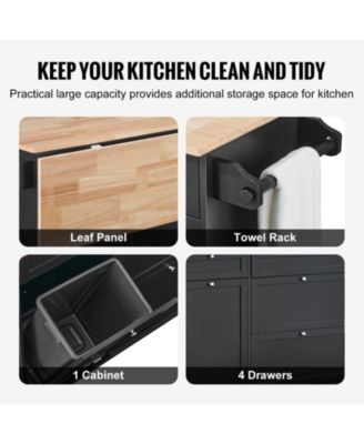 Kitchen Cart with Drawer and Concealed Trash Cabinet, Ideal for Tidy Kitchens