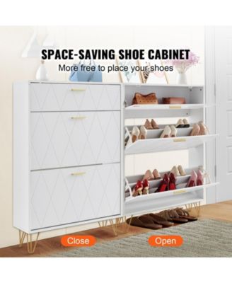 Shoe Cabinet with 3 Flip Drawers, Freestanding Entryway Organizer for Boots and Heels