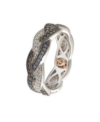 Suzy Levian Sterling Silver Cubic Zirconia Crossover Eternity Band