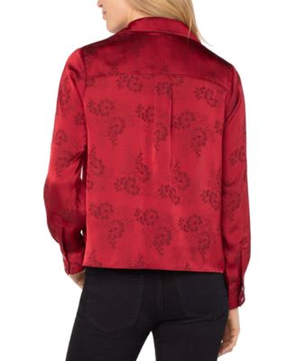 Women's Long Sleeve Hidden Placket Woven Shirt