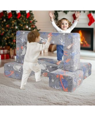 4-Piece Kids Couch Set, Toddler Sofa with Removable Covers for Playroom or Bedroom