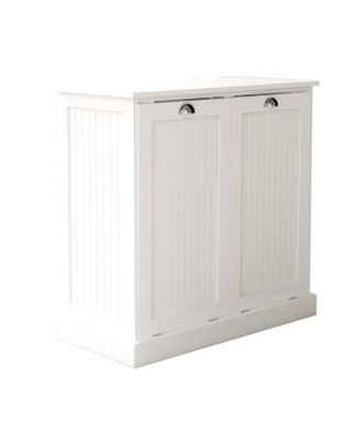 Two-Compartment Tilt-Out Laundry Sorter Cabinet with Hidden Storage