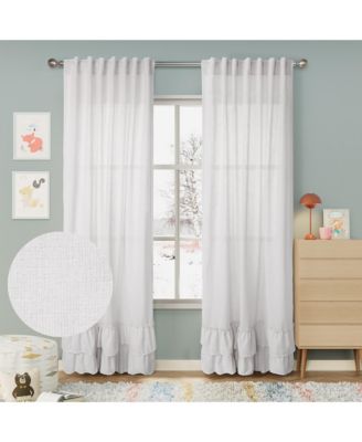 Textured Double Ruffle Rod Pocket Curtains Pair, 52"x63"