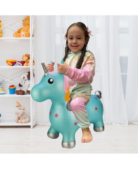 Детская игрушка BounceZiez Inflatable Unicorn Ride-On Hopper, Holds Up to 110 Lbs, от 3 лет