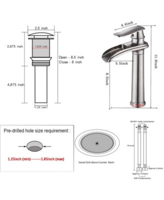 Waterfall Single Hole Single Handle Bathroom Vessel Sink Faucet with Pop-Up Drain Assembly