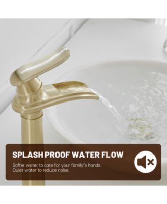 Waterfall Single Hole Single Handle Bathroom Vessel Sink Faucet with Pop-Up Drain Assembly