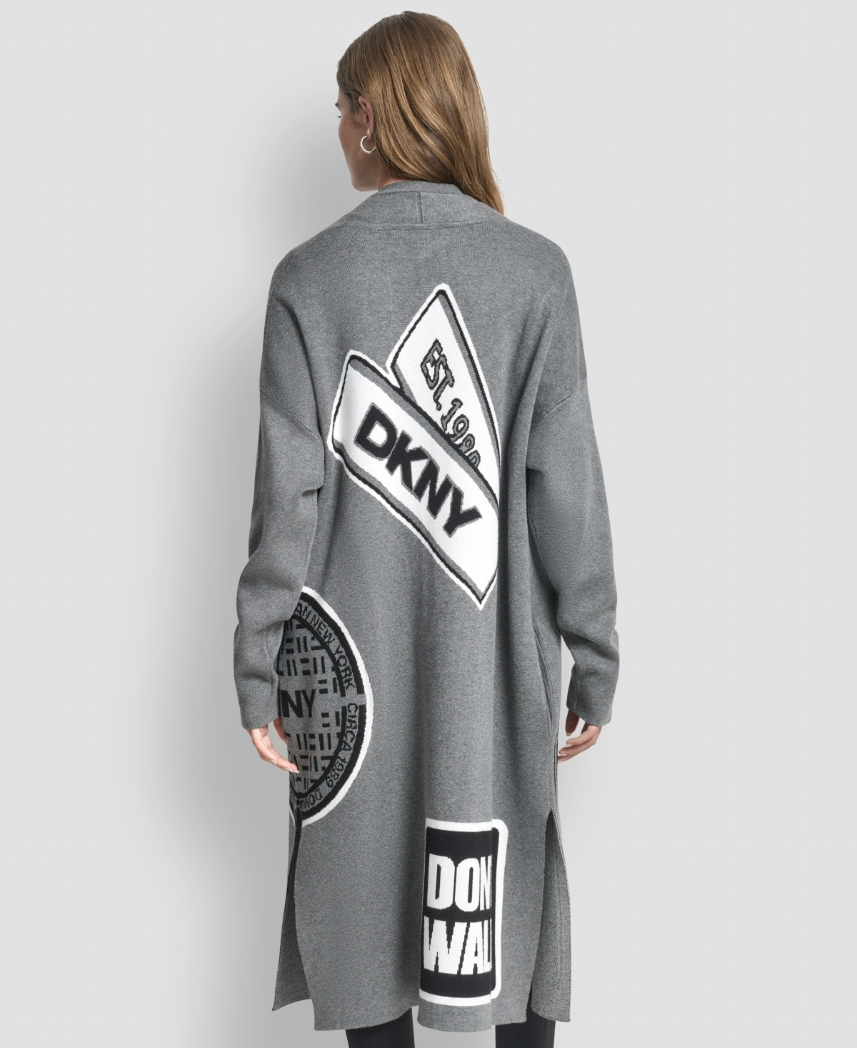 Dkny Women's Oversized Open-front Cardigan In Gray