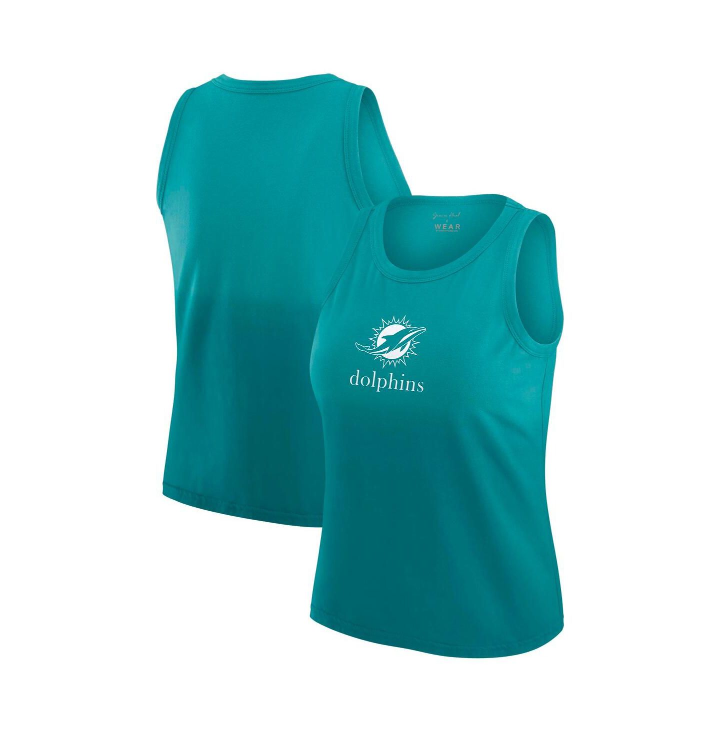 Женский топ WEAR by Erin Andrews x Gracie Hunt Aqua Miami Dolphins Ombre — фото 1