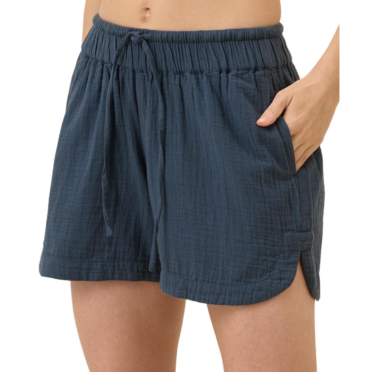 Pact Women's Organic Cotton Coastal Double Gauze Curved Hem Short - French navy