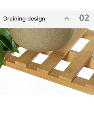 3 Tier Bamboo Hanging Folding Plant Shelf Stand Flower Pot Display Rack Bookcase