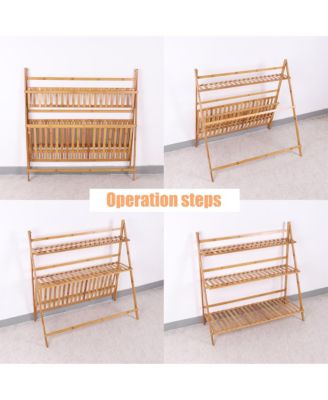 Introducing the Premium 3-Tier Bamboo Plant Stand,Durable, Space-Saving & Easy Assembly,Hanging Rack for Patio/Garden