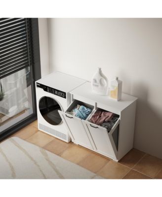 Laundry Cabinet with 2 Removable Liner Bags for Sorting and Storage