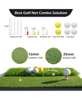 10x7ft Heavy Duty Golf Practice Net - Includes Mat, Target Cloth, 8 Tees, 6 Balls & Carry Bag, for Backyard, Indoor & Outdoor Training