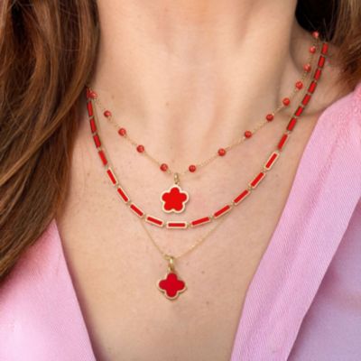 Coral Bar Necklace 14K Gold