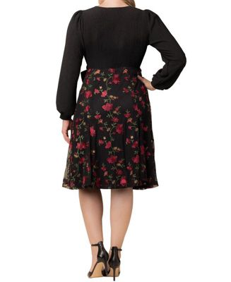 Plus Size Chelsea Embroidered Midi Cocktail Dress