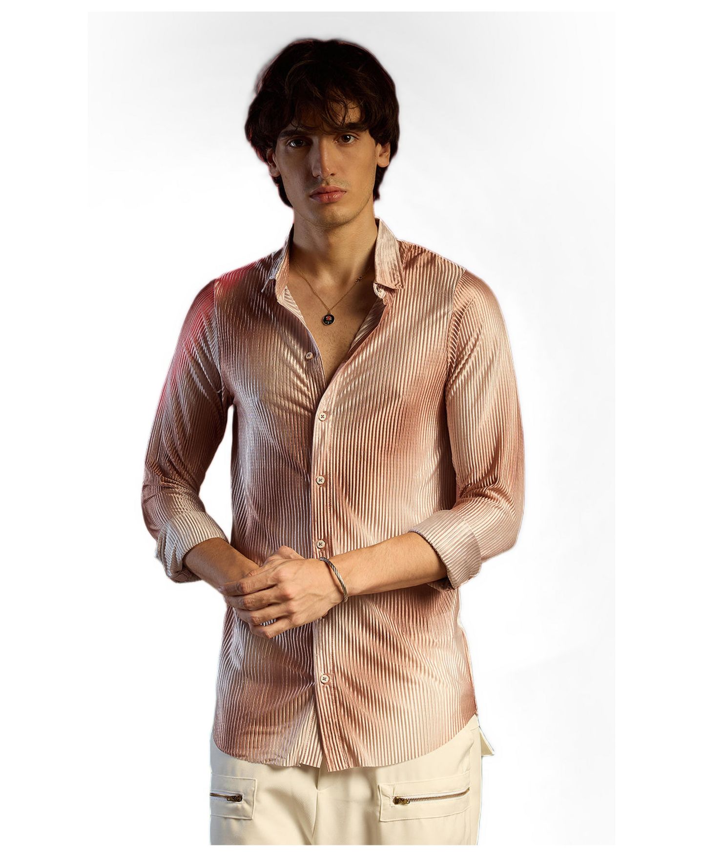 Мужская рубашка Cahoot Campus Sutra Ombre-Pleated, цвет: Коричневый — фото 2