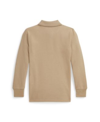 Toddler and Little Boys Cotton Mesh Long Sleeve Polo Shirt