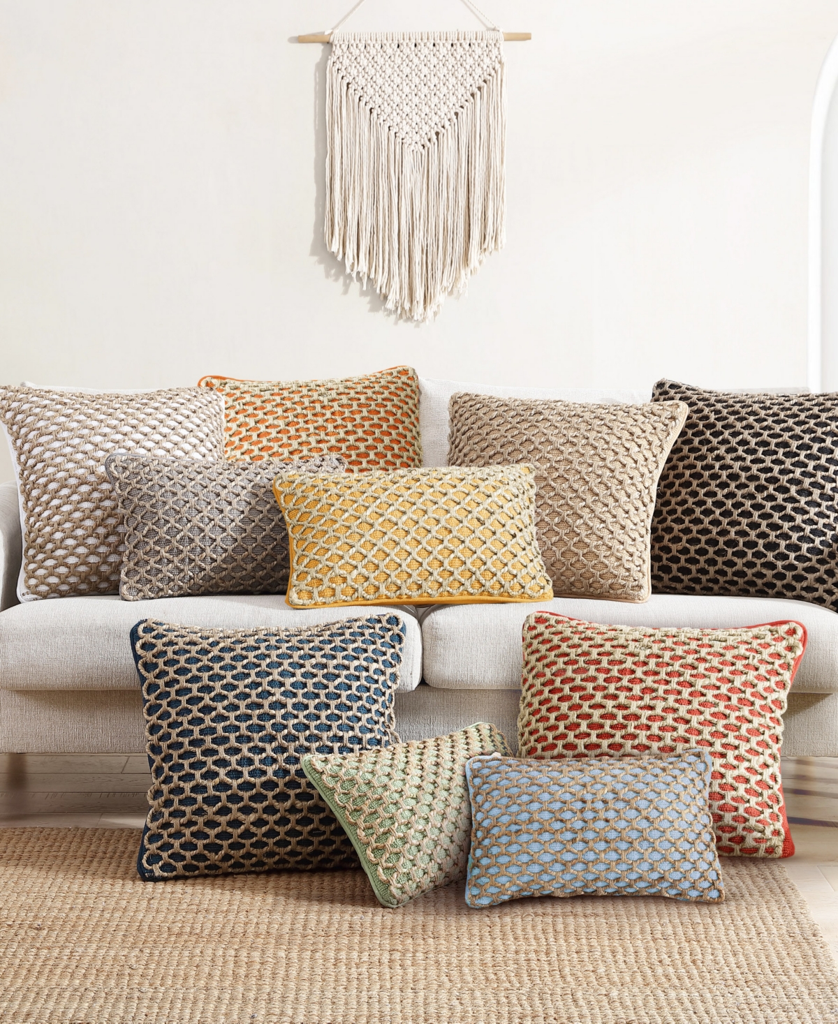 Boho Living Jada Jute Decorative Pillow, 18" X 18" In Blue