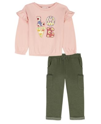 Kids Headquarters - Toddler and Little Girls 2-Piece Crew Neck Top and Pants Set