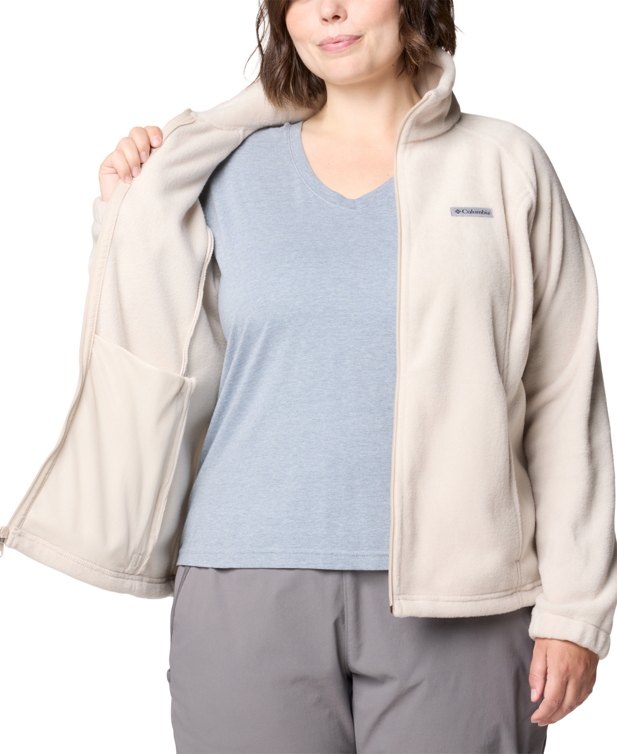 Columbia Plus Size Benton Springs Fleece Long Sleeve Jacket In Neutral