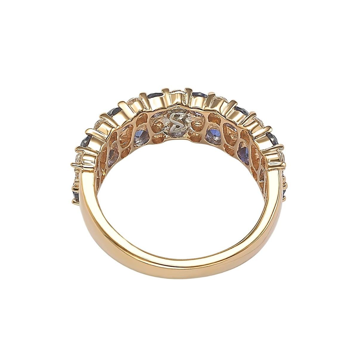 Suzy Levian Sterling Silver Natural Sapphire & Created White Double Row Band