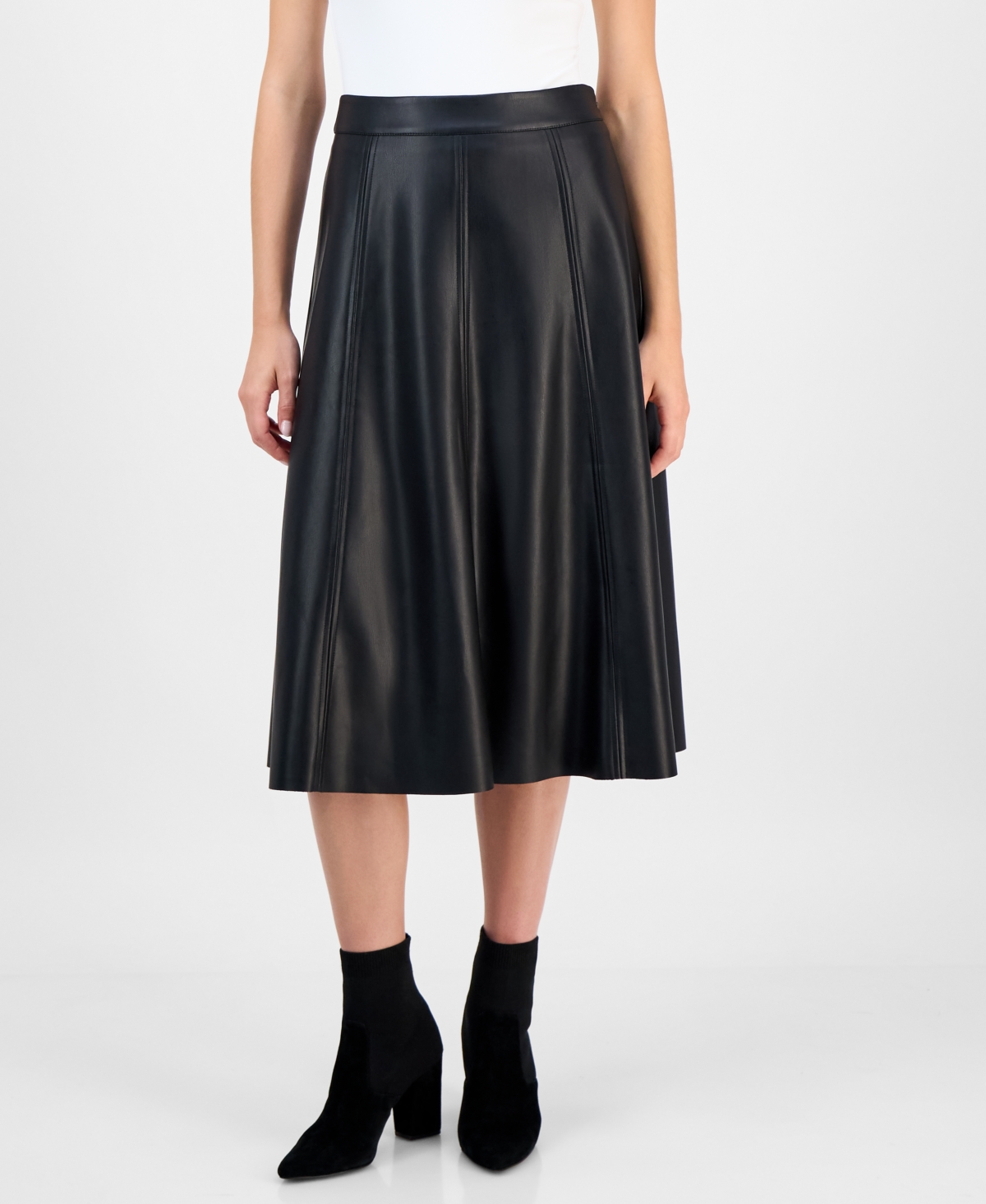 T Tahari Women's Faux-leather A-line Skirt In Black