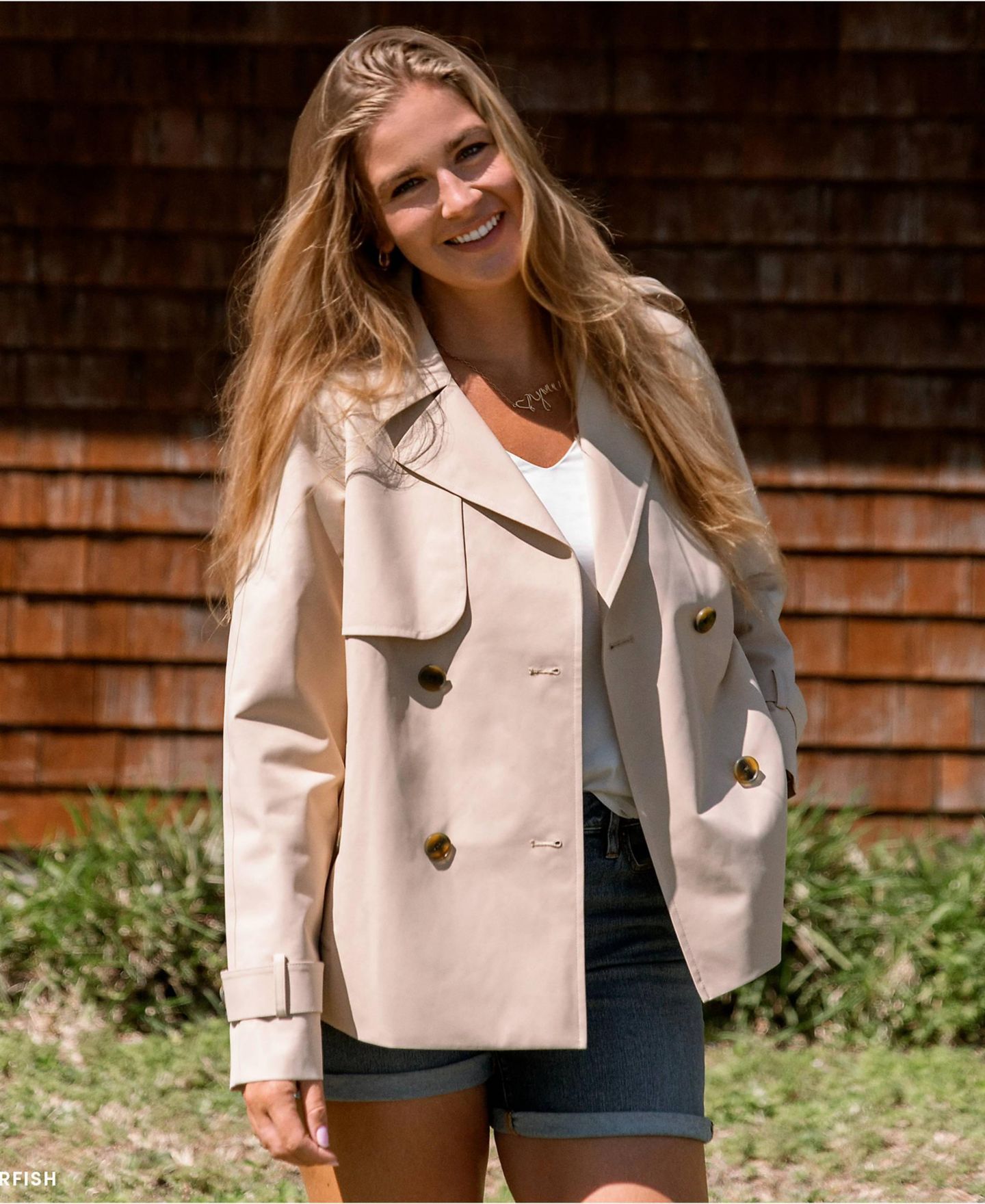 Женская куртка Lands' End Trench Rain Jacket, цвет: Шампань — фото 4