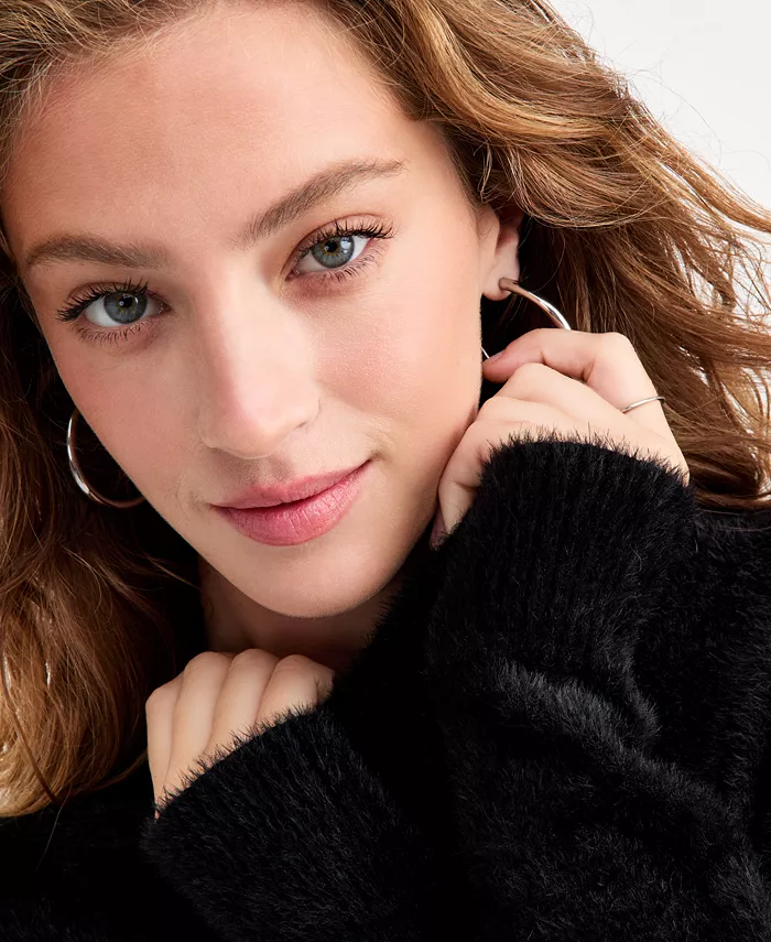 Women's Mock-Neck Fuzzy Sweater - thumbnail 5