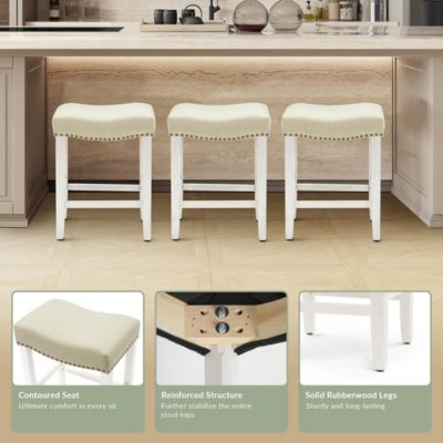 24" Upholstered Saddle Seat Counter Stool