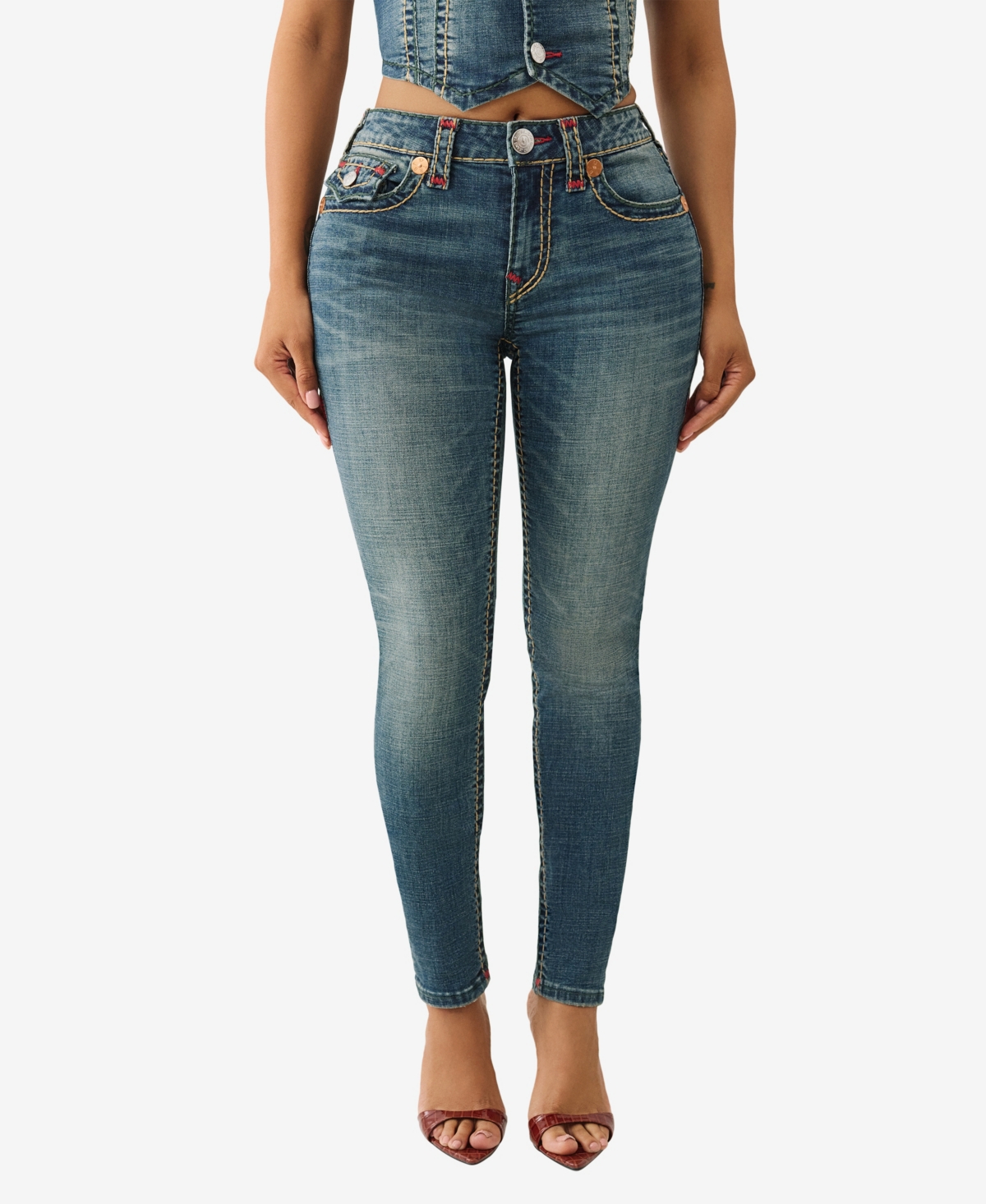 True Religion Women's Jennie Skinny Super T Flap Jeans In Multi