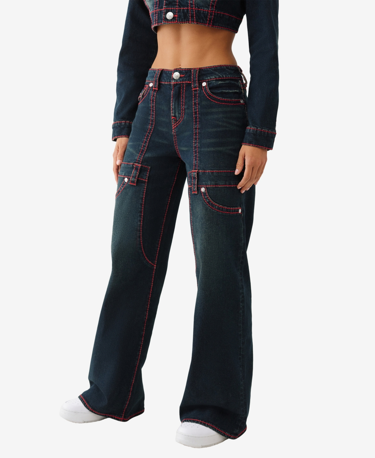 True Religion Women's Bobbi Big T Baggy Carpenter Jeans In Blue