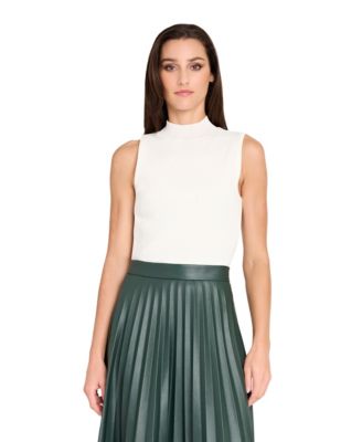 Women's Long Leather Pleated Skirt
