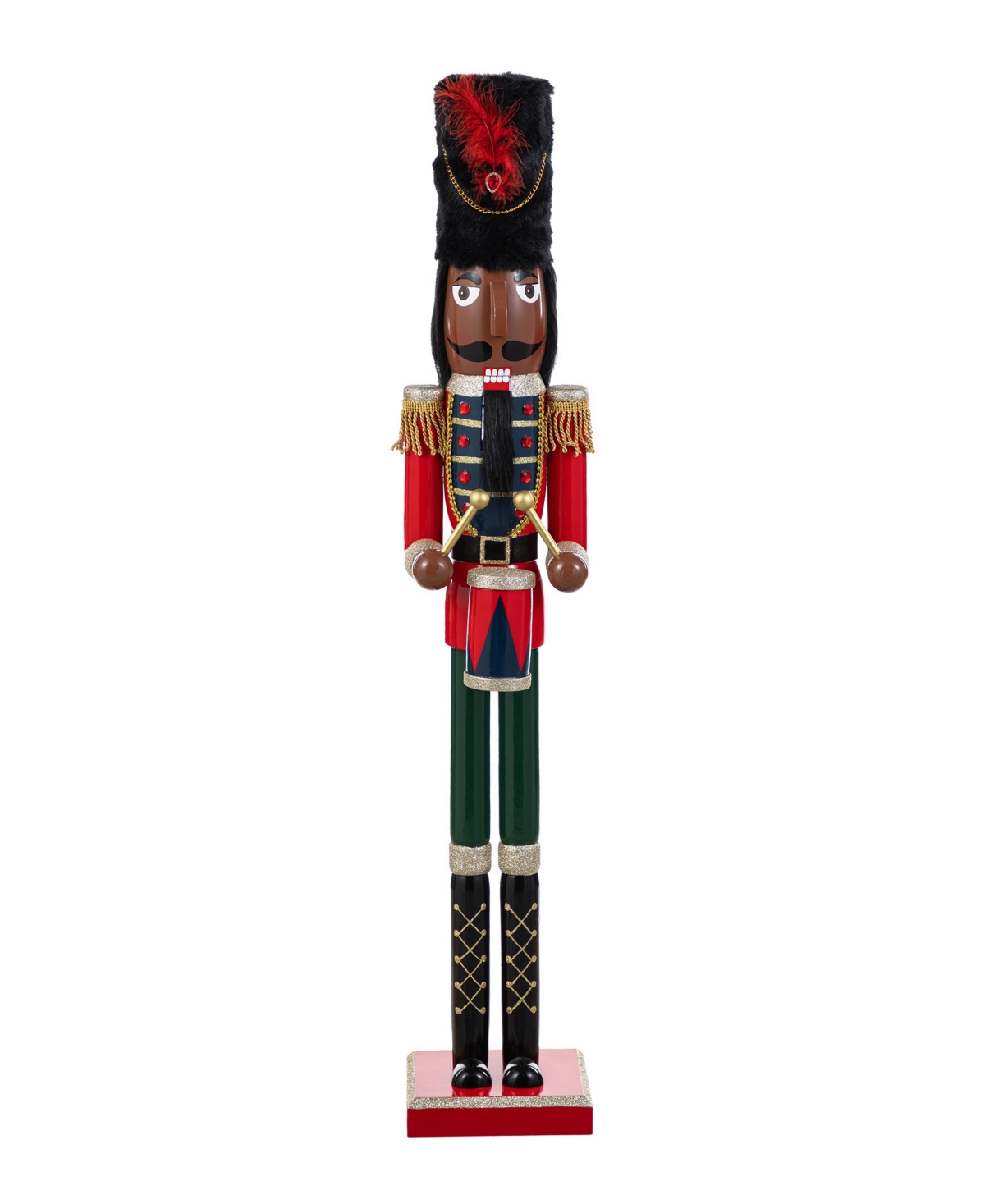 Glitzhome 36.5" Wooden Christmas African Soldier Nutcracker In Multi