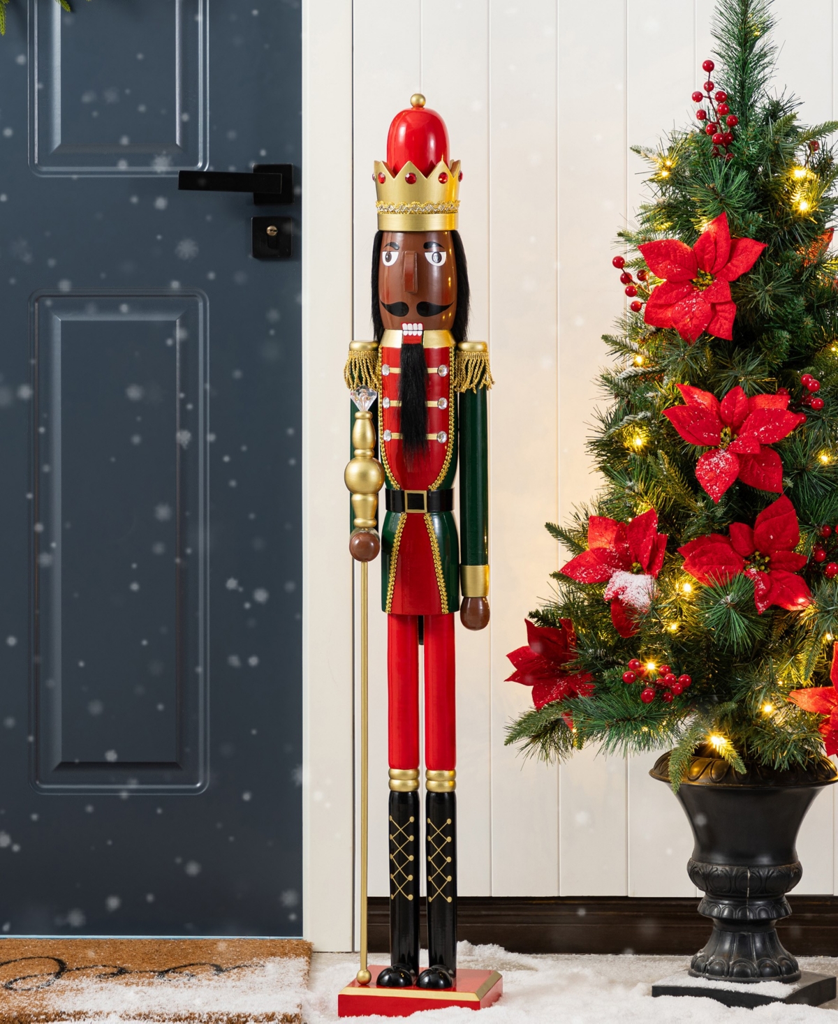 Glitzhome 42" Wooden Christmas African King Nutcracker In Multi